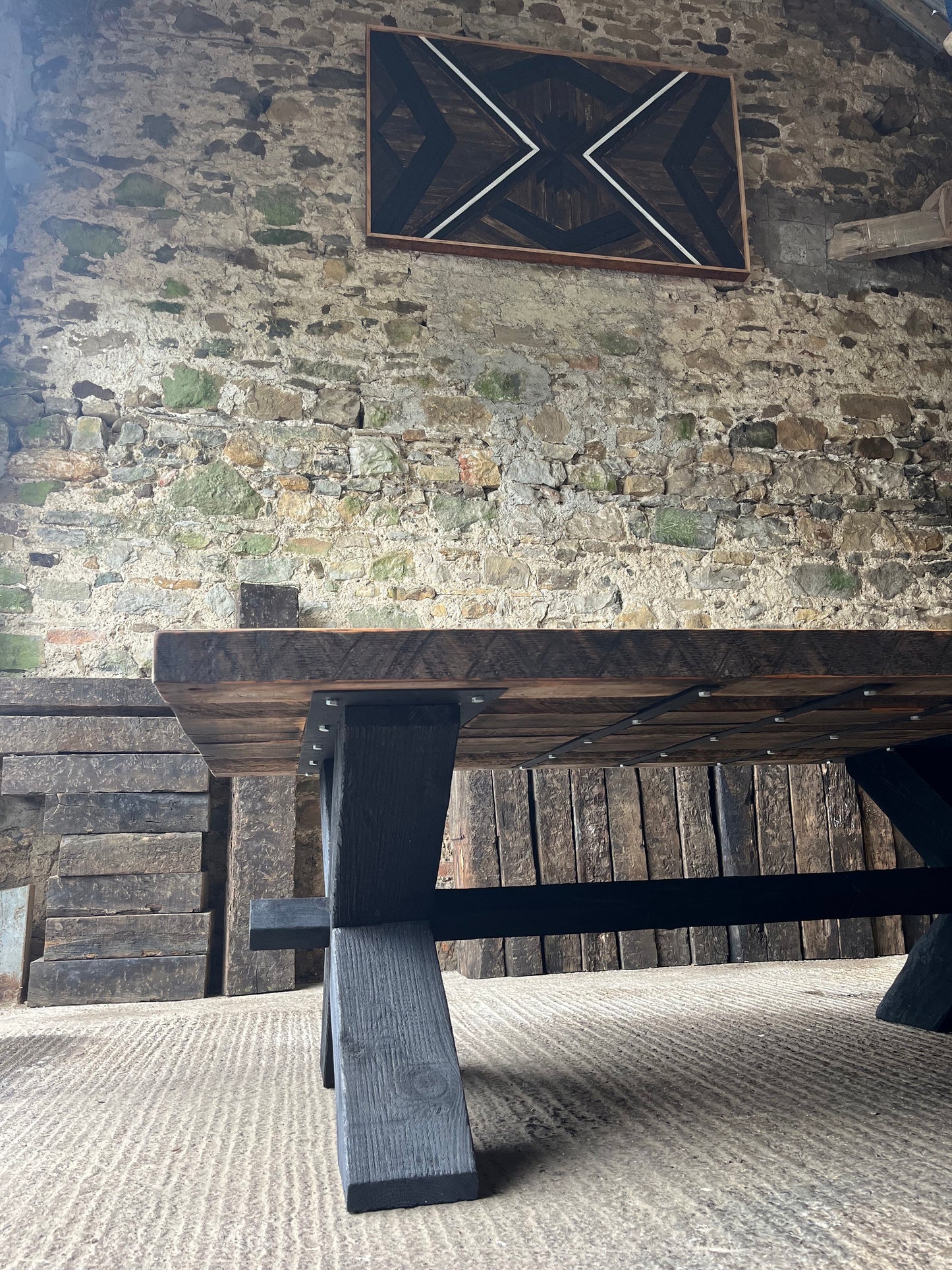 Reclaimed rustic farmhouse table indoor/outdoor