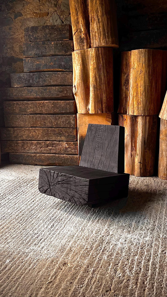 wabi sabi Japanese inspired ebonised oak chair