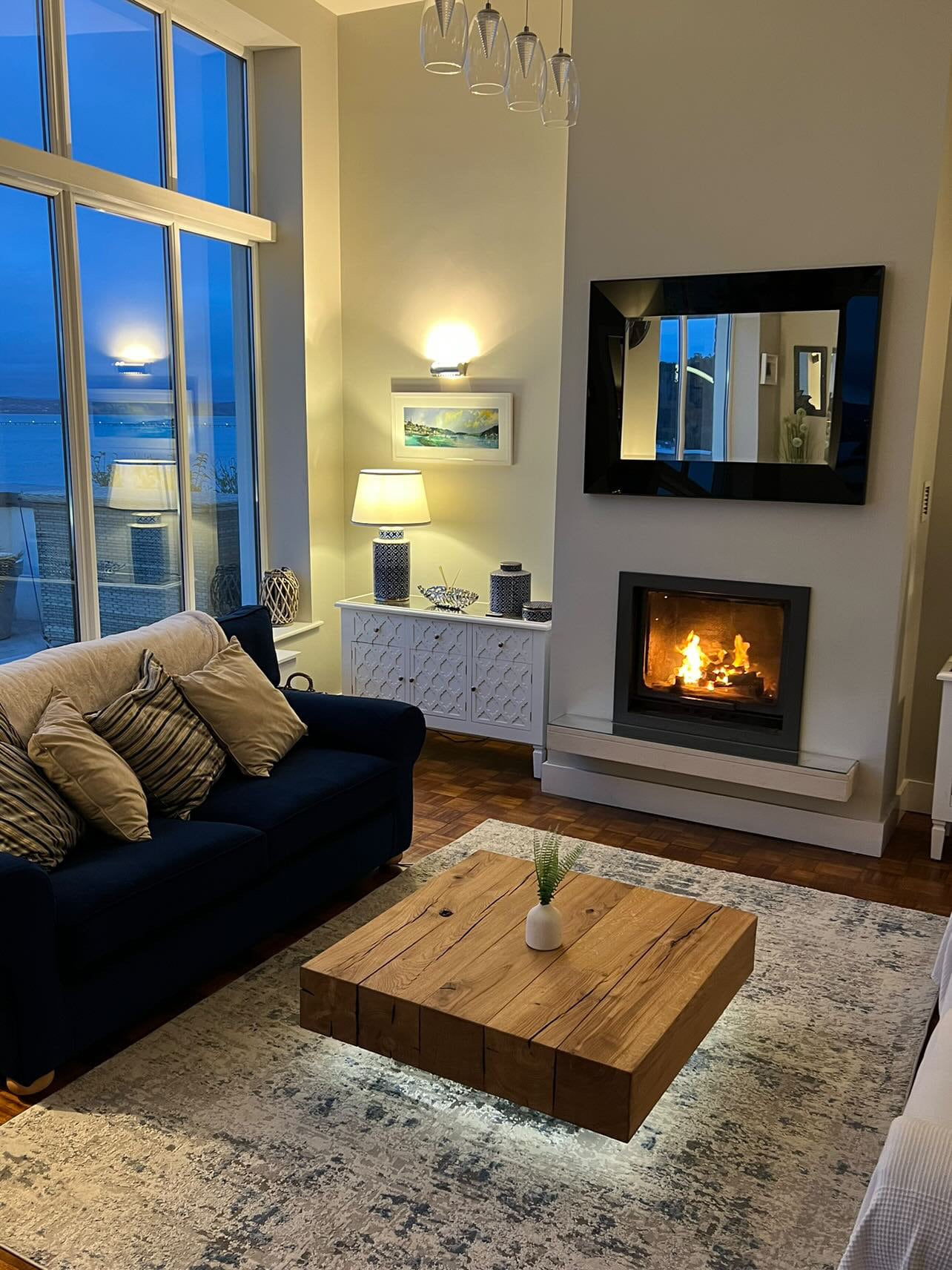 Rustic solid oak beam coffee table